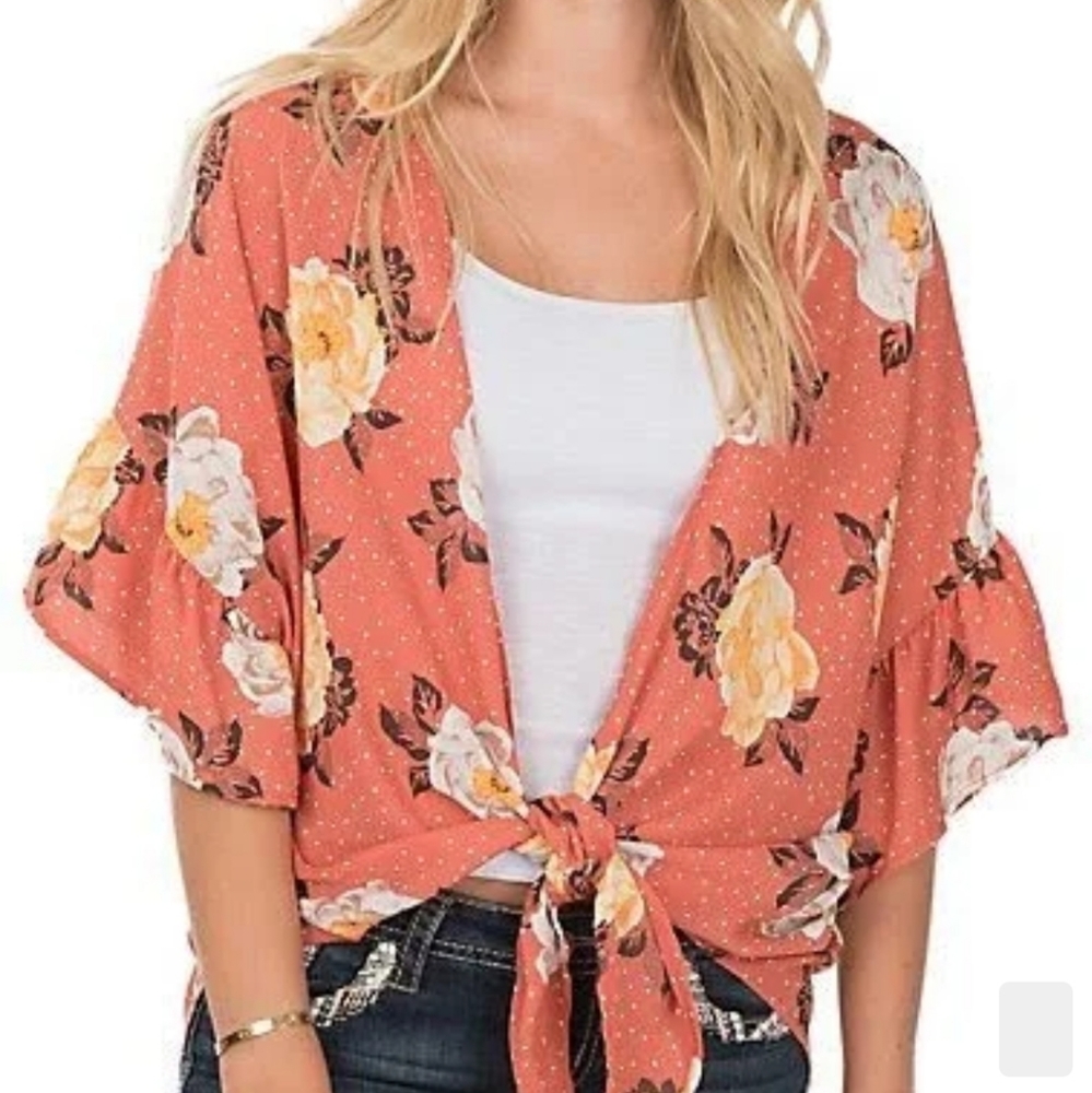 Vine & Love floral Rust Kimono